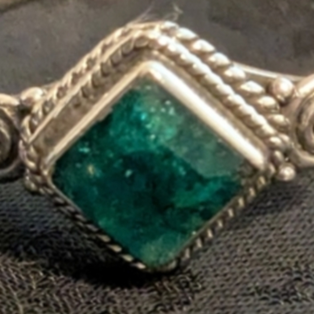 🆕 925 Solid Sterling Silver Ring Genuine Natural Emerald Ring Size 13 - Picture 10 of 11